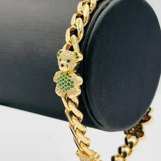 Pulsera Cubana 4 Osos 7mm 18k