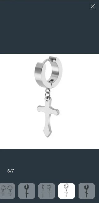 Pendientes aros con cruz acero Unisex
