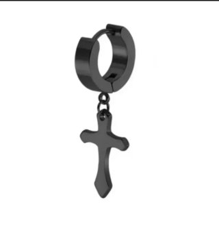 Pendientes aros con cruz acero Unisex