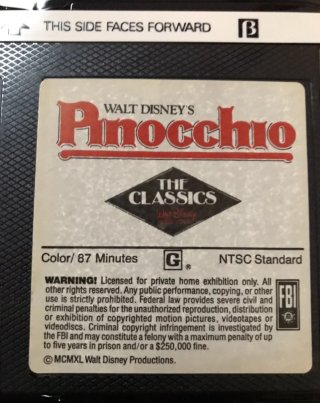 Pinocchio Disney BETAMAX Inglese Originale