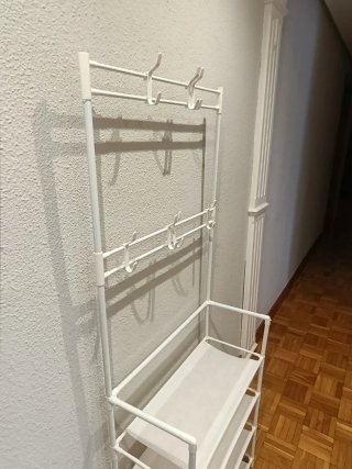 Mueble perchero zapatero blanco