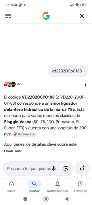 Amortiguador YSS Vespa Frontal