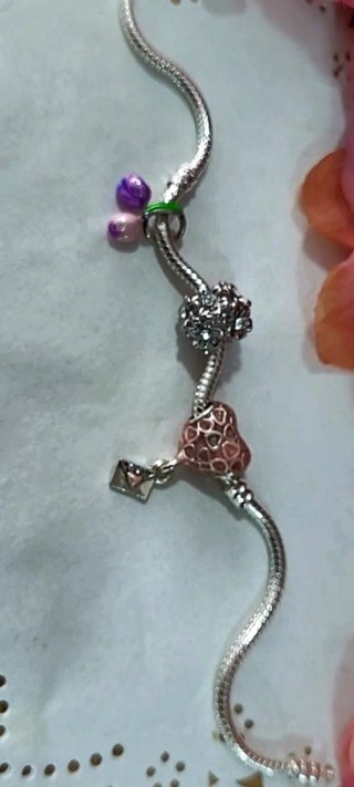 Set de 3 magníficos charms pulsera plata y rosa