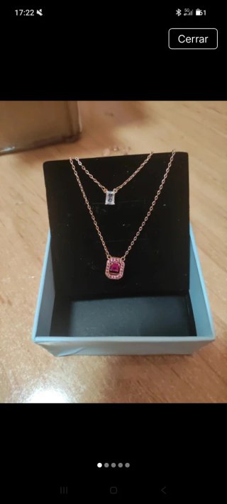Doble Collar Swarovski Oro Rosa y Rosa