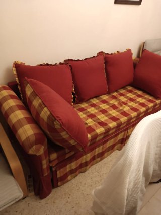 Sofá Cama 2 Plazas Rojo y Amarillo