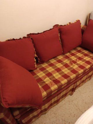 Sofá Cama 2 Plazas Rojo y Amarillo
