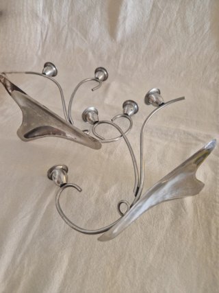 Candelabros Midcentury de acero inoxidable
