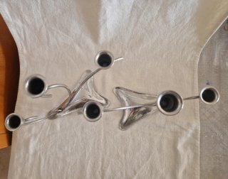 Candelabros Midcentury de acero inoxidable