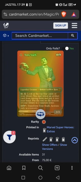 Tony Stark MTG Foil MSH SP