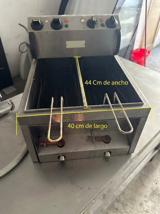 Freidora industrial doble  de inox 44x40 cm