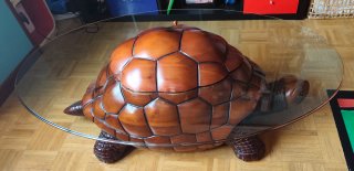 Mesa de centro tortuga madera y cristal