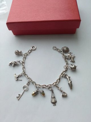 Pulsera Plata Antigua Varios Charms