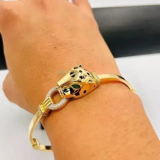 Pulsera rígida pantera con circonitas 18k