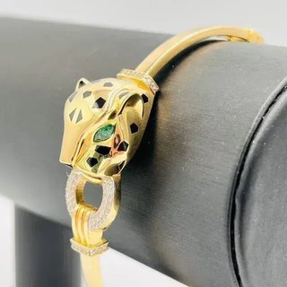 Pulsera rígida pantera con circonitas 18k