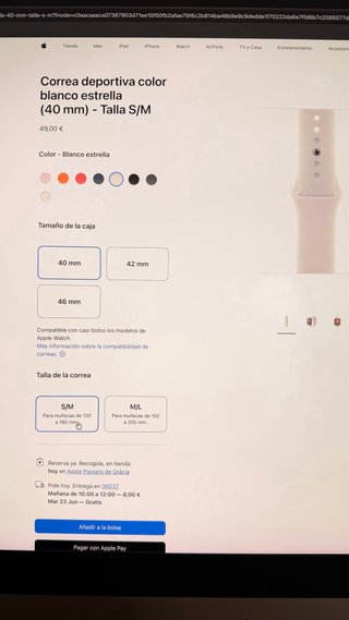 Correa Apple Watch 40mm Blanco Estrella S/M