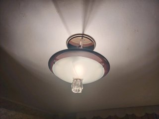 4 Lampade da Soffitto Vintage in Legno e Cristallo