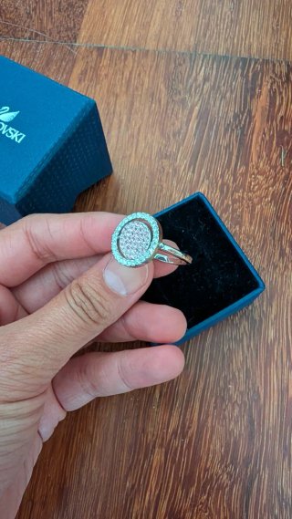 Anillo Swarovski Rosa y Plateado