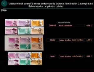 Sellos Año 1986 completo y sueltos Usados España