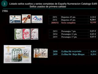 Sellos Año 1986 completo y sueltos Usados España