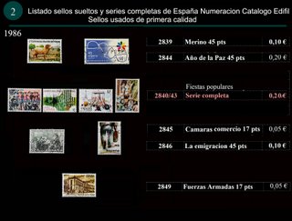 Sellos Año 1986 completo y sueltos Usados España