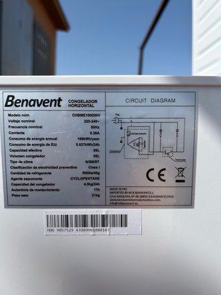 Congelador Horizontal Benavent 99L.