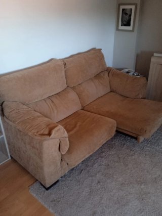 Sofá de tela beige/marrón asientos extraíbles