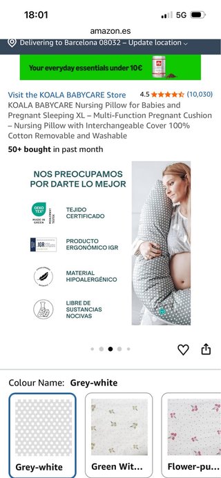 Cojín lactancia y embarazo Koala Babycare XL