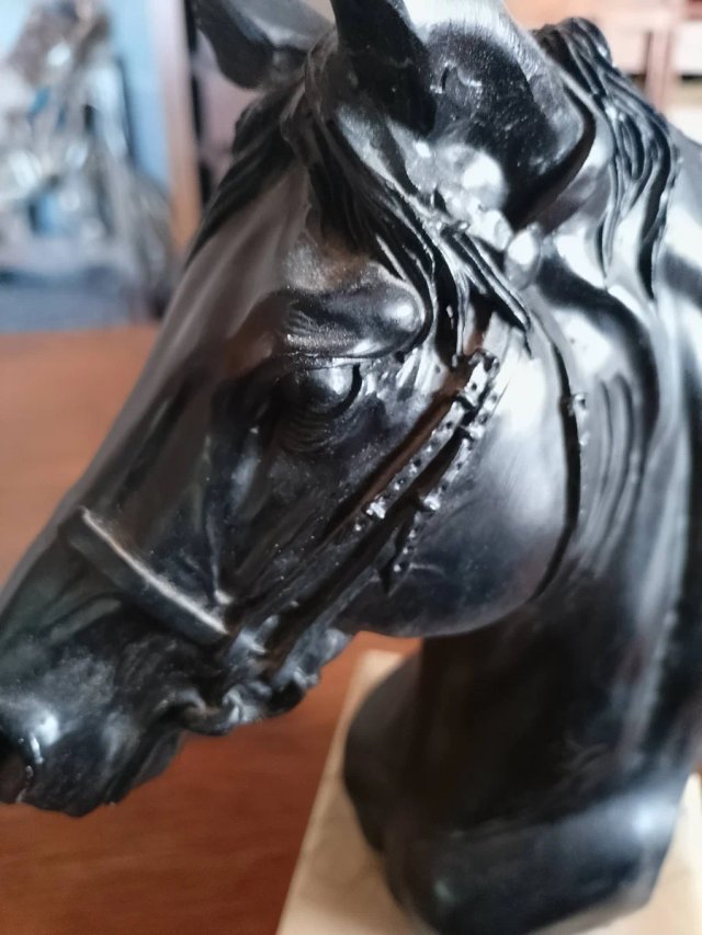 Pareja Figuras Caballos Resina Imitación Bronce