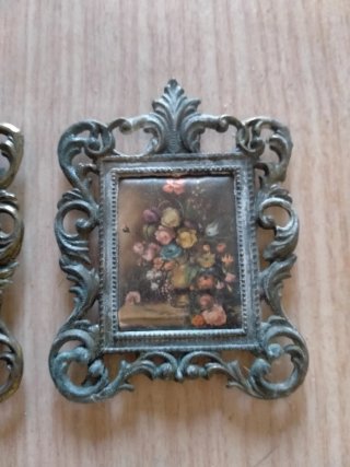 Coppia quadretti in seta vintage