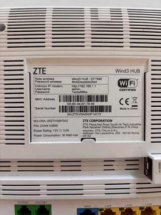 Router Modem WindTre HUB ZTE Wi-Fi Dual Band
