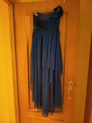 Vestido fiesta azul asimétrico