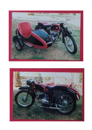 Motocicleta Clúa 125  con sidecar . Año 1957.