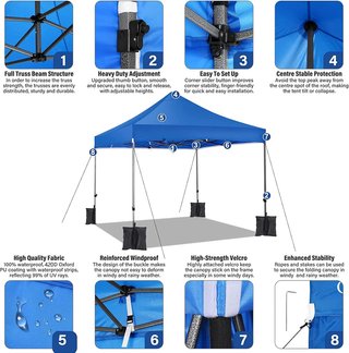 Carpa Gazebo Plegable 3x3m Azul