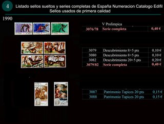 Sellos Año 1990 completo y sueltos Usados España