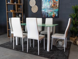Conjunto de mesa con 6 sillas blanco