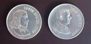 2 Monedas 1 Rand Sudáfrica Plata 1966 1967