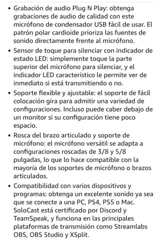 Micrófono HyperX Solocast en perfecto estado.