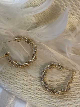 Pendientes Aro Cristales Lujosos Fiestas Novias