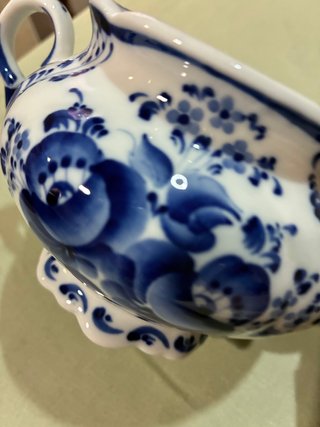 Azucarero Gzhel Porcelana Azul y Blanco