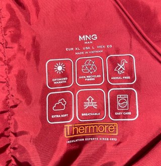 Chaleco Mango Thermore Rojo Talla XL
