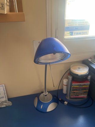 Escritorio 2m azul y madera