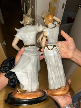 Pareja Figuras Bailarines Tailandeses Porcelana