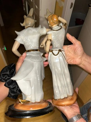 Pareja Figuras Bailarines Tailandeses Porcelana
