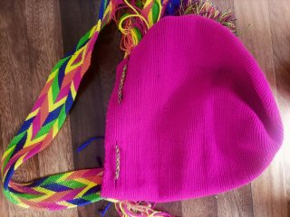 Bolso Wayuu Original Multicolor y Rosa