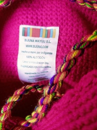 Bolso Wayuu Original Multicolor y Rosa