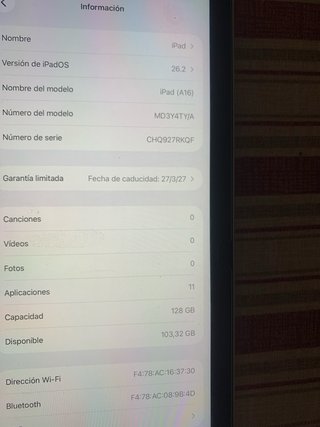 Apple iPad A16 128 gigas