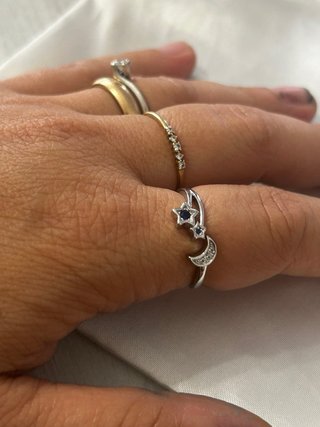 Anello Argento 925 Stelle e Luna Regolabile