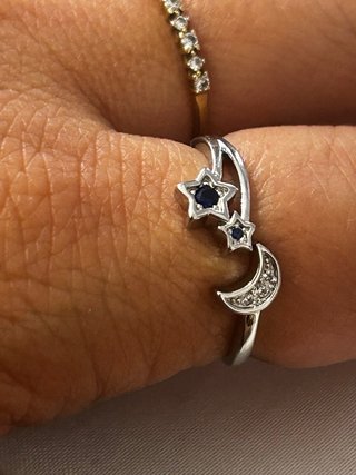 Anello Argento 925 Stelle e Luna Regolabile