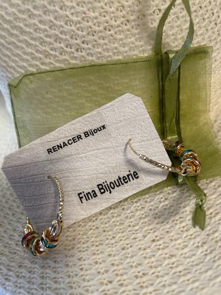 Pendientes Aro,Cristales Multicolor ,Lujo Elegante