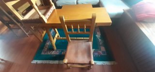 Mesa libro madera pino + 4 sillas